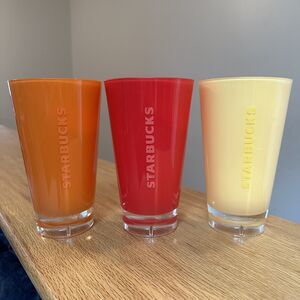 Set of 3 Starbucks Orange, Yellow, Red 16oz Tumbler Cold Beverage Cups